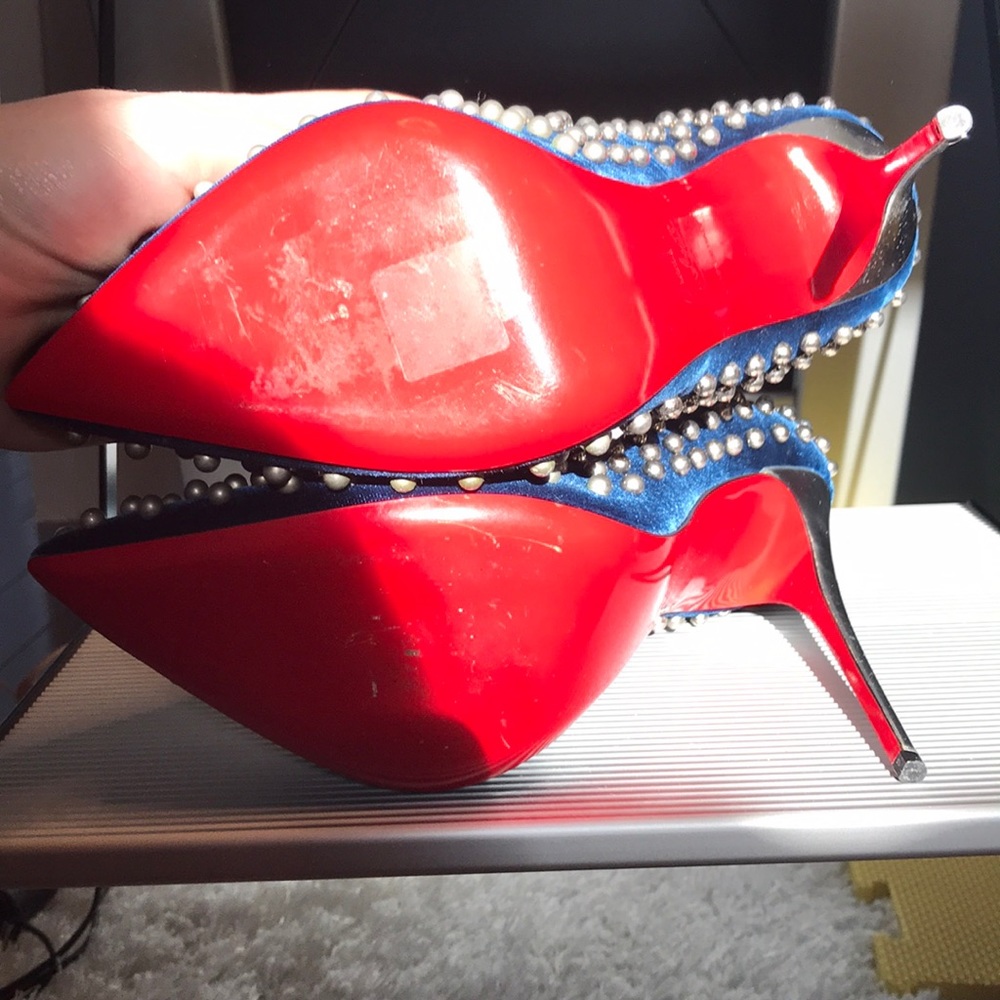 Christian Louboutin Billy Studded Blue Pumps - Picture 5 of 6